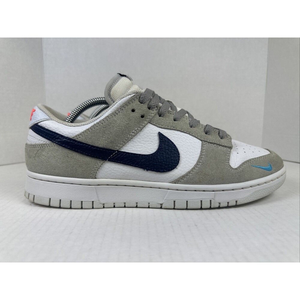 Size 10 - Nike Dunk Low Mini Swoosh - Football Grey Midnight Navy - Picture 2 of 8